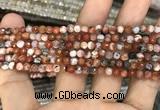 CAA2804 15 inches 4mm faceted round fire crackle agate beads wholesale