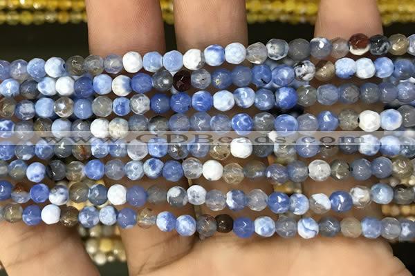 CAA2806 15 inches 4mm faceted round fire crackle agate beads wholesale