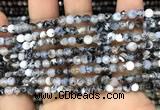 CAA2815 15 inches 4mm faceted round fire crackle agate beads wholesale