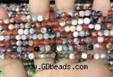 CAA2818 15 inches 4mm faceted round fire crackle agate beads wholesale