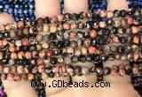 CAA2820 15 inches 4mm faceted round fire crackle agate beads wholesale