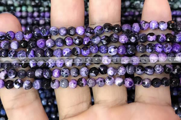 CAA2822 15 inches 4mm faceted round fire crackle agate beads wholesale