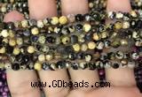 CAA2825 15 inches 4mm faceted round fire crackle agate beads wholesale