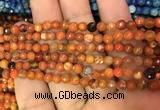 CAA2829 15 inches 4mm faceted round fire crackle agate beads wholesale