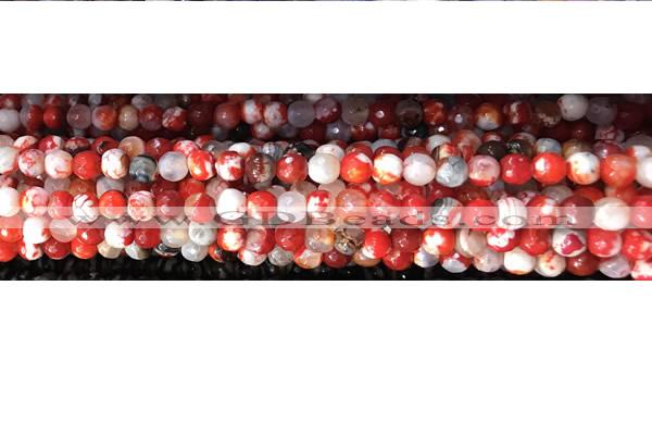 CAA2886 15 inches 6mm faceted round fire crackle agate beads wholesale