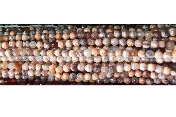 CAA2889 15 inches 6mm faceted round fire crackle agate beads wholesale