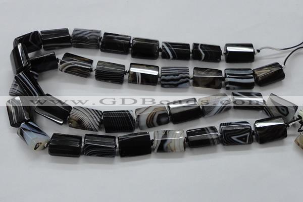 CAA289 15.5 inches 15*20mm faceted cuboid black line agate beads