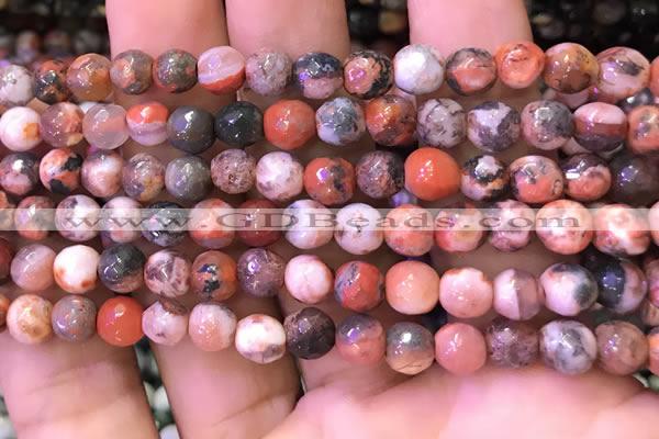 CAA2897 15 inches 6mm faceted round fire crackle agate beads wholesale