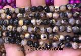 CAA2898 15 inches 6mm faceted round fire crackle agate beads wholesale