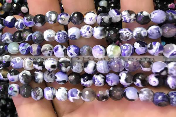 CAA2905 15 inches 6mm faceted round fire crackle agate beads wholesale