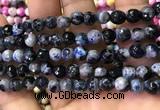 CAA2910 15 inches 6mm faceted round fire crackle agate beads wholesale