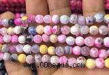 CAA2911 15 inches 6mm faceted round fire crackle agate beads wholesale