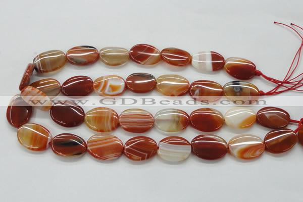 CAA295 15.5 inches 18*25mm oval red line agate gemstone beads