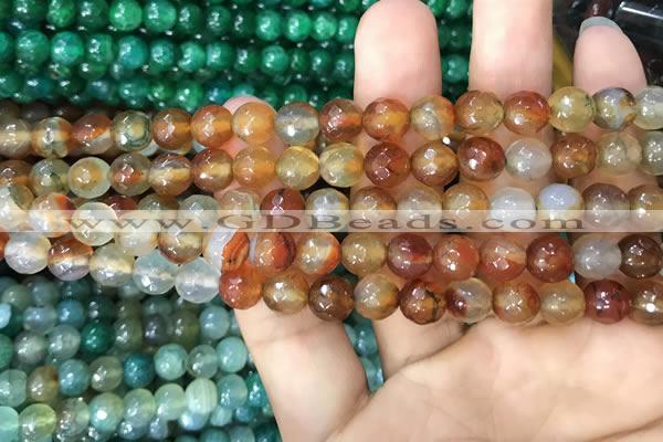 CAA2966 15 inches 8mm faceted round fire crackle agate beads wholesale