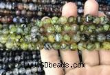 CAA2968 15 inches 8mm faceted round fire crackle agate beads wholesale