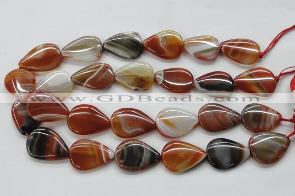 CAA297 15.5 inches 24*30mm flat teardrop red line agate beads