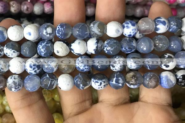 CAA2973 15 inches 8mm faceted round fire crackle agate beads wholesale