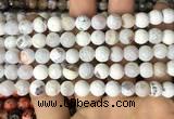 CAA2984 15 inches 8mm faceted round fire crackle agate beads wholesale