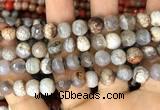 CAA2988 15 inches 8mm faceted round fire crackle agate beads wholesale