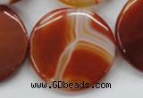 CAA299 15.5 inches 35mm flat round red line agate gemstone beads