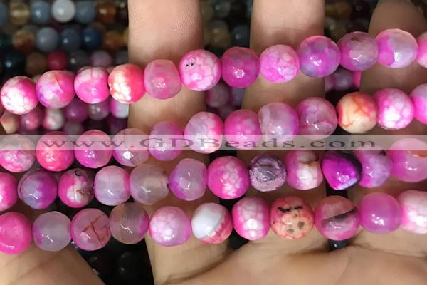 CAA2994 15 inches 8mm faceted round fire crackle agate beads wholesale