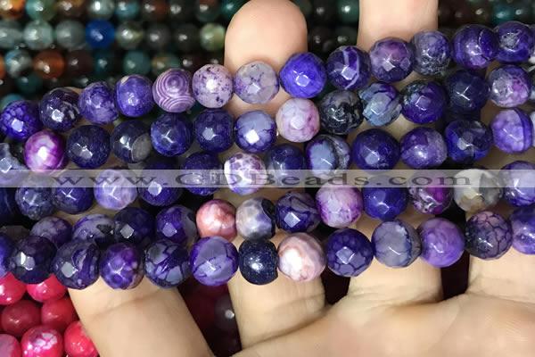 CAA2996 15 inches 8mm faceted round fire crackle agate beads wholesale