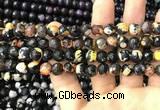 CAA3014 15 inches 8mm faceted round fire crackle agate beads wholesale