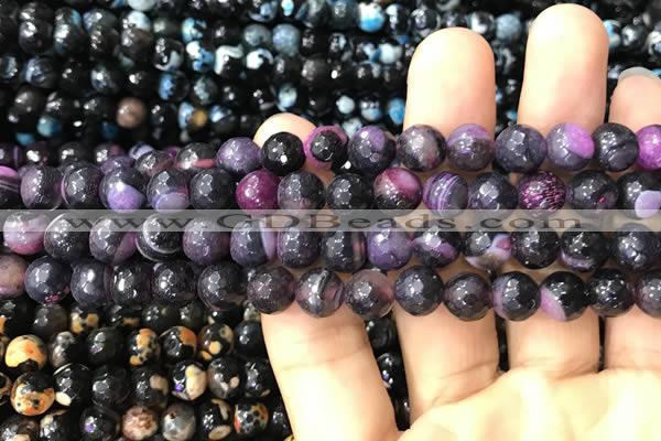 CAA3015 15 inches 8mm faceted round fire crackle agate beads wholesale