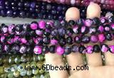 CAA3017 15 inches 8mm faceted round fire crackle agate beads wholesale