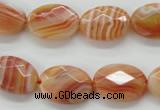 CAA302 15.5 inches 13*18mm faceted oval red line agate beads