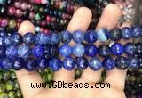 CAA3045 15 inches 10mm faceted round fire crackle agate beads wholesale