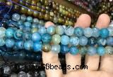 CAA3052 15 inches 10mm faceted round fire crackle agate beads wholesale