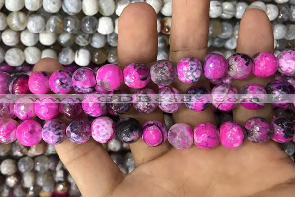 CAA3060 15 inches 10mm faceted round fire crackle agate beads wholesale