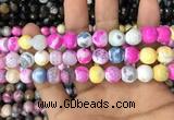 CAA3064 15 inches 10mm faceted round fire crackle agate beads wholesale