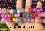 CAA3070 15 inches 10mm faceted round fire crackle agate beads wholesale