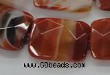 CAA308 15.5 inches 22*30mm faceted rectangle red line agate beads