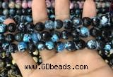 CAA3088 15 inches 10mm faceted round fire crackle agate beads wholesale