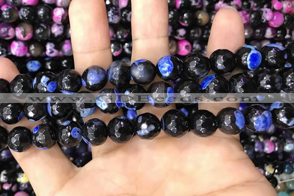 CAA3092 15 inches 10mm faceted round fire crackle agate beads wholesale