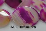 CAA315 15.5 inches 20*26mm faceted oval fuchsia line agate beads