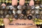 CAA3152 15 inches 12mm faceted round fire crackle agate beads wholesale