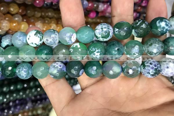 CAA3155 15 inches 12mm faceted round fire crackle agate beads wholesale