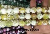 CAA3180 15 inches 14mm faceted round fire crackle agate beads wholesale