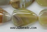 CAA320 15.5 inches 22*32mm flat teardrop yellow line agate beads