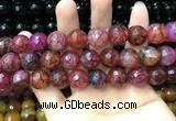 CAA3200 15 inches 14mm faceted round fire crackle agate beads wholesale