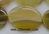 CAA321 15.5 inches 30*40mm oval yellow line agate beads