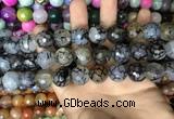 CAA3230 15 inches 16mm faceted round fire crackle agate beads wholesale