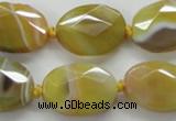 CAA324 15.5 inches 18*25mm faceted oval yellow line agate beads