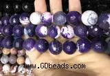 CAA3241 15 inches 16mm faceted round fire crackle agate beads wholesale