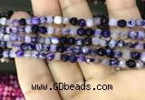 CAA3250 15 inches 4mm faceted round line agate beads wholesale