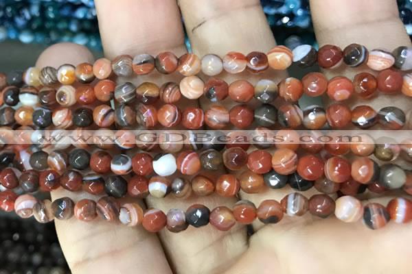 CAA3253 15 inches 4mm faceted round line agate beads wholesale